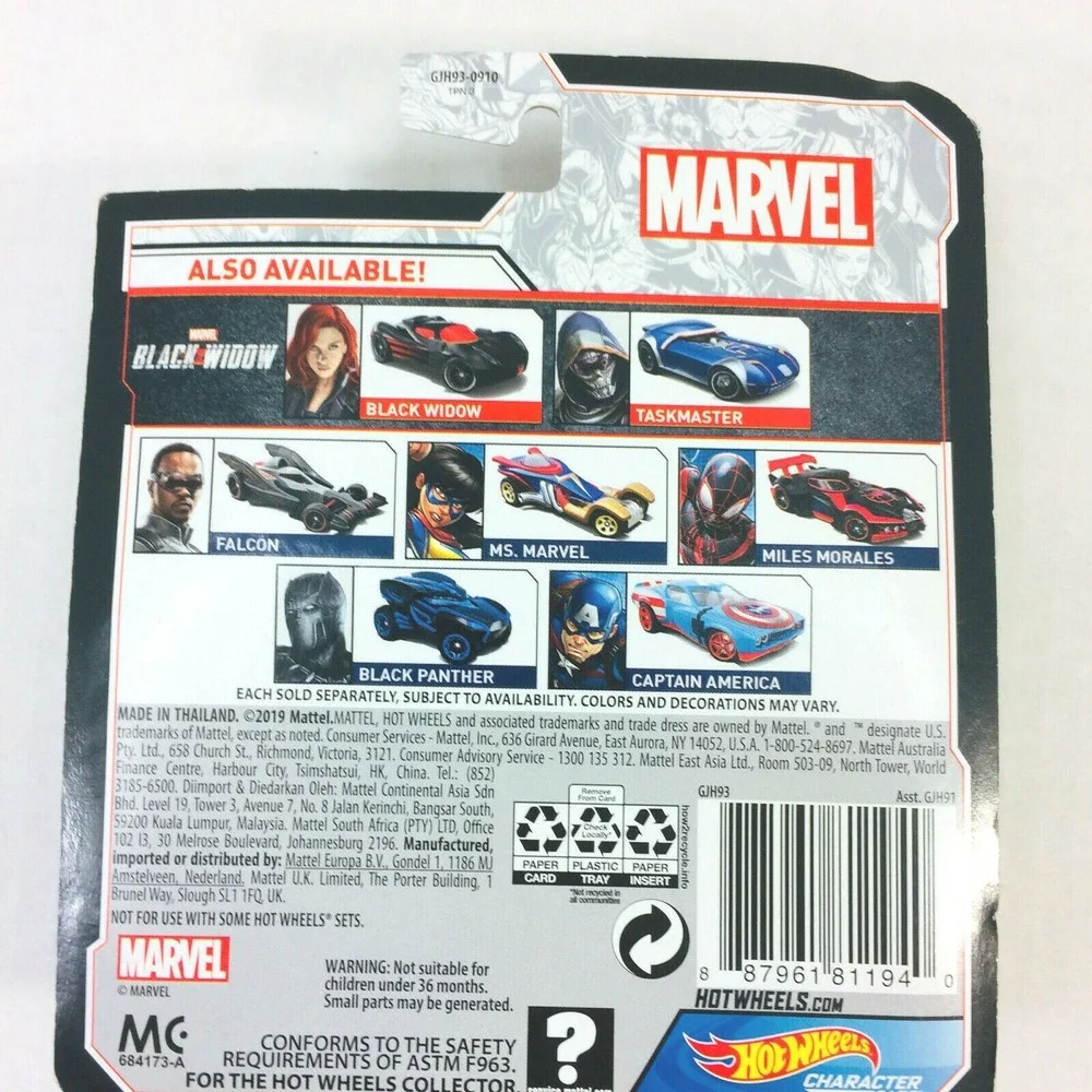 Marvel Hot Wheels Ms Marvel/Taskmaster Black Widow Movie Character Cars Set 2